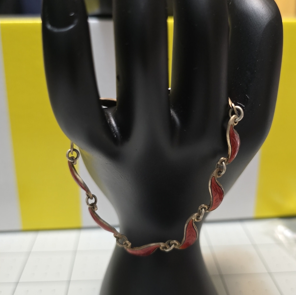 Elegant Red Wave Sterling Bracelet